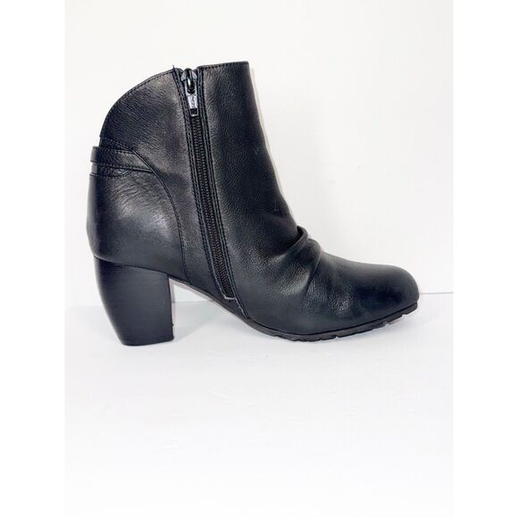L'Amour Des Pieds Black Leather Ankle Boots Buttery Soft Bootie Buckle Block 6.5 - Picture 11 of 16